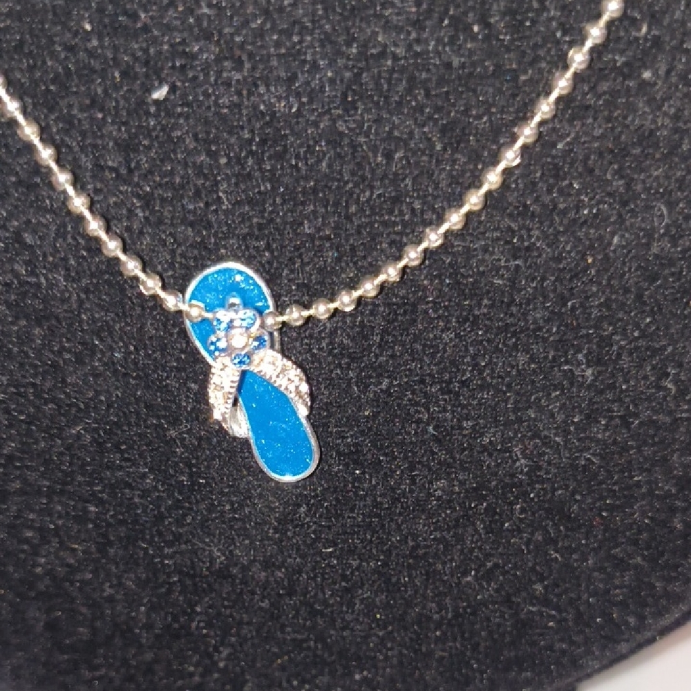 Blue Flip Flop Pendant Necklace